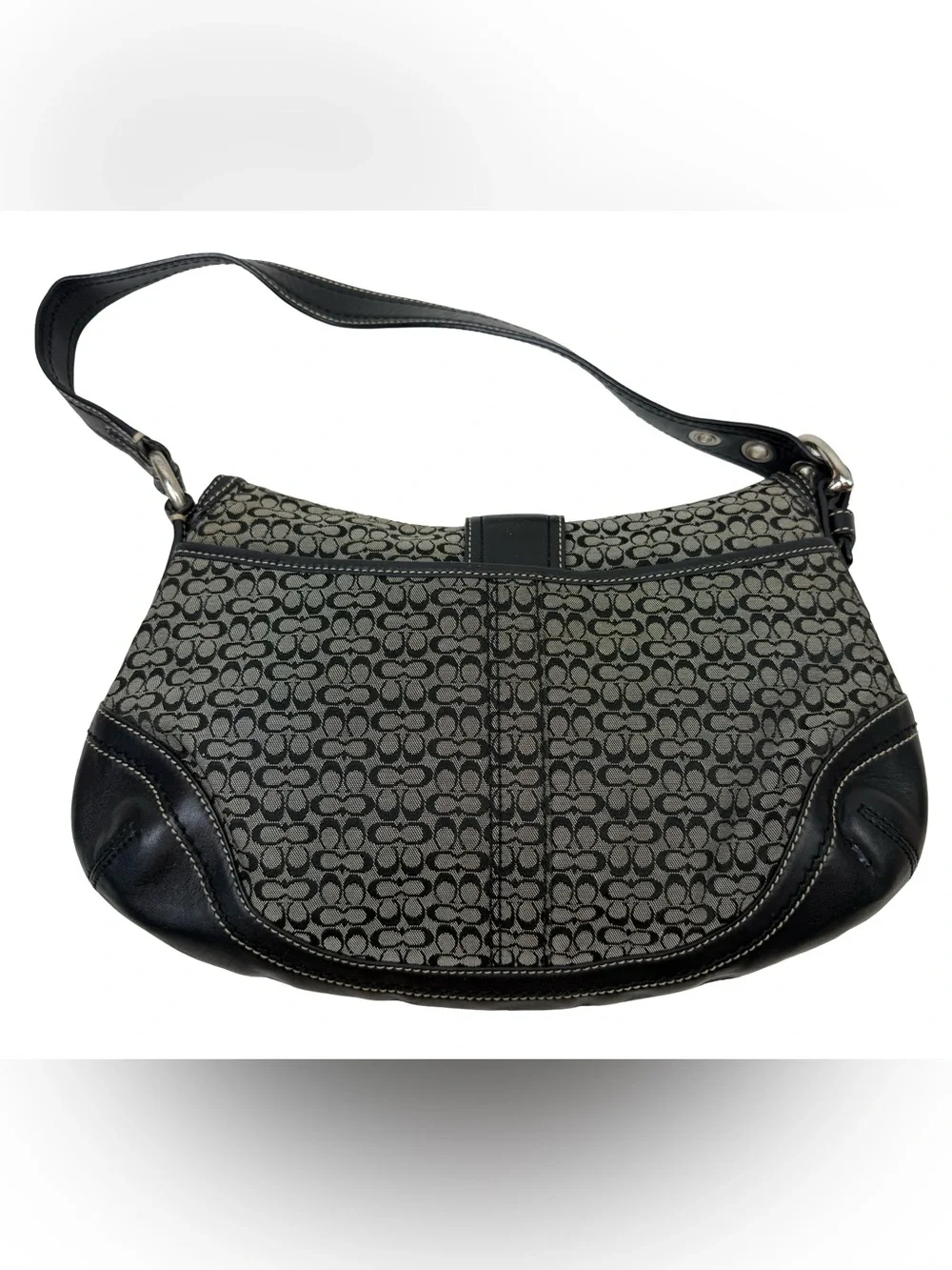 Coach F10926 Vintage Soho Black Leather  & Signature C Canvas Shoulder/Tote Bag